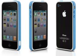 Рамка защитная Bone Ring для iPhone 4, голубая 