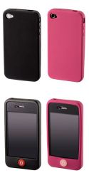 Чехол «Skin» для мобильного телефона Apple iPhone 4/4S, черный/розовый, 2 штуки, Hama  