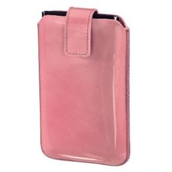 Чехол Lacquer and Leather для мобильного телефона, L, вытяжная лента, застежка, кожа, розовый, Hama   