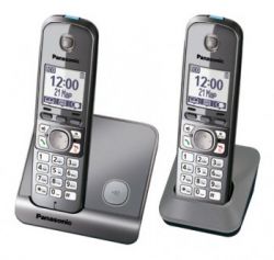 Р/Телефон Dect Panasonic KX-TG6712RUM (серый металлик, 2 трубки с резервным питанием) 