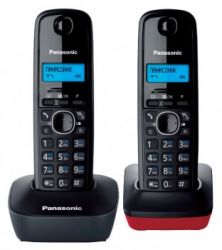 Р/Телефон Dect Panasonic KX-TG1612RU3 (черный+красный, 2 трубки) 